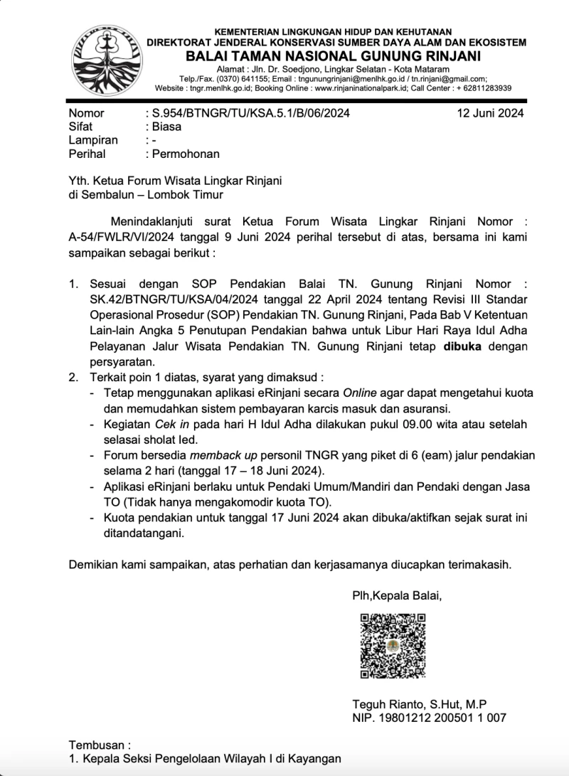 De Sop Voor Het Beklimmen Van De Berg Rinjani Met Betrekking Tot Bergafsluitingen Is Veranderd. Wat Is Er Nieuw?