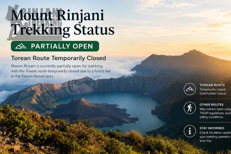 Mount Rinjani Trekking Status: Partially Open with Temporary Closure of Torean Route